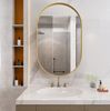 Spiegelschrank oval in Gold, wandhängend oder einbaubar, aus Metall mit 2 Glasböden Bild 3