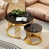 Couchtisch Marmor Furnier Nesting Couchtisch Satztisch, Sofatisch 2 -St. 70 x 70 x 45 cm + 45 x 45 x 37 cm, Kontrastfarbendesign Bild 4