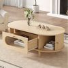 Merax Couchtisch in Holzoptik, Sofatisch Beistelltisch Kaffeetisch (1-St), Wohnzimmertisch mit Schublade, 2 Rolltüren & Stauraum, 100 x 50 x 36 cm Bild 2