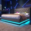 Polsterbett 140x200 cm mit Stauraum, USB/Typ-C, LED und Matratze – Doppelbett in Grau Bild 4