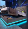Polsterbett 140x200 cm mit Stauraum, USB/Typ-C, LED und Matratze – Doppelbett in Grau Bild 5