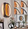 hofstein Wandleuchte dimmbare Wandlampe aus Metall/Holz in Schwarz/Natur, LED fest integriert, Leuchte mit Schirm(22cm), dimmbar ü. Lichtschalter, 1700 Lumen, 12 W Bild 2