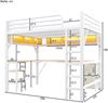 Hochbett mit Schreibtisch, Lattenrost, Regal, LED, Steckdosen, USB und Schubladen, 140x200cm, Jugendbett, Metallbett Bild 4