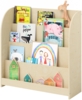 Bellabino 'Baru' Kinderbücherregal, Sperrholz, natur unbehandelt, 88x30x80 cm, Montessori Kinderregal mit 4 Ablagefächern