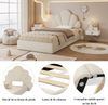 Novelux Polsterbett 90x200 Einzelbett mit Blütenkopfteil und Lattenrost – Samt Beige, Bettgestell ohne Matratze, 205 x 137,5 x 103 cm, 150 kg Bild 4