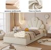 Novelux Polsterbett 90x200 Einzelbett mit Blütenkopfteil und Lattenrost – Samt Beige, Bettgestell ohne Matratze, 205 x 137,5 x 103 cm, 150 kg Bild 5