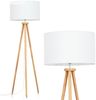 hofstein Stehlampe Stehlampe aus Holz/Stoff in Naturfarben/Weiß, ohne Leuchtmittel, skandinavische Design Leuchte, Schirm (50 cm) u. Fußschalter, 1 xE27 Bild 2