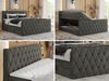 Boxspringbett, Doppelbett mit Fußteil, Multipocket-Matratzen und Topper, gestepptes Kopfteil und Front - MIREN KING DUO - 200 x 200 cm - Dunkelgrau Velours - H4 Bild 2