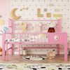 Flieks Kinderbett, Niedriges Hochbett Metallbett 90×200cm mit Netzregal Kleiderstange Bild 2
