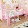 Flieks Kinderbett, Niedriges Hochbett Metallbett 90×200cm mit Netzregal Kleiderstange Bild 3