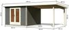 Gartenhaus Radeburg 1 - 309x309 cm plus Anbaudach 3,30m mit Rückwand, 40 mm Holz terragrau, Karibu Bild 2