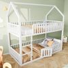 Kinder-Etagenbett 90*200, Metall-Doppelbett, Kinder-Familienbett, Etagenbett mit Treppe, Loft-Design, Unteres Bett mit kleiner Tür zum Öffnen und Schließen, Weiß Bild 3