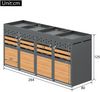 Merax Mülltonnenbox 4er mit Pflanzdach, 120-240 L, Anthrazit Tür in Holzoptik Bild 4