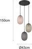 LED Pendelleuchte 3-flammig mit farbigen ovalen Glasschirmen, Ø 43cm Bild 4