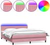 vidaXL Boxspringbett mit Matratze & LED Rosa 180x210 cm Samt 3317090 Bild 2