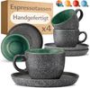 Cosumy Cappuccinotasse Espressotassen mit Untertassen 4er Set - 90 ml Keramik Grün, 8-tlg, Keramik, Warm Bild 2