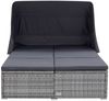 vidaXL 2-Personen-Sonnenliege mit Auflage Poly Rattan Grau 310236 Bild 2