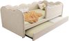 Polsterbett 90×190 cm aus Leinen-Stoff mit Ausziehbett, beige Bild 5