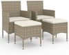 vidaXL 4-tlg. Gartenstuhl und Hocker Set Poly Rattan Grau 310612 Bild 2