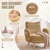 BlingBin Sessel Loungesessel Einzelsessel, Polstersessel mit Holzbeinen & Seitentasche (Fernsehsessel, 1-St, Stoff mit Kreismuster, mit seitlicher Tasche), bequemer Lesesessel, Wohnzimmer, Schlafzimmer, Büro Bild 4