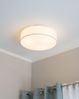 'Rena' Deckenleuchte Weiß Stoffschirm rund flach ø45 cm Trommelform Moderne Deckenlampe Bild 3