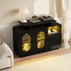 Sideboard schwarz Hochglanz mit LED Beleuchtung & Glasvitrine - Modernes Sideboard Hausbar mit höhenverstellbaren Böden Bild 2
