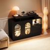 Sideboard schwarz Hochglanz mit LED Beleuchtung & Glasvitrine - Modernes Sideboard Hausbar mit höhenverstellbaren Böden Bild 5