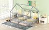 Bett 90x200 cm 2-in-1 Hausbett für Kinder mit Geländer – Grau, Kiefernholz Bild 5