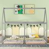 Bett 90x200 cm 2-in-1 Hausbett für Kinder mit Geländer – Grau, Kiefernholz Bild 2