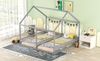 Bett 90x200 cm 2-in-1 Hausbett für Kinder mit Geländer – Grau, Kiefernholz Bild 5