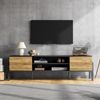 TV-Schrank 175 x 39,5 x 53 cm aus Spanplatte, mit 2 Türen, offenen Fächern und verstellbaren Einlegeböden Bild 2
