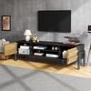 TV-Schrank 175 x 39,5 x 53 cm aus Spanplatte, mit 2 Türen, offenen Fächern und verstellbaren Einlegeböden Bild 3