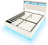 LVHOM Doppelbett 160x200cm mit LED&USB, Polsterbett mit hydraulischem Stauraum, Samtstoff, Beige Bild 2