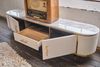 KAWOLA Lowboard MARIA TV-Bank Marmorplatte Kunstleder weiß 45 x 40 x 200 cm Bild 4