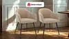 Vente-unique - Stuhl 2er-Set mit Armlehnen - Samt-Optik & Metall - Beige - BIBO Bild 2