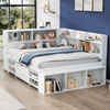 Bett 140x190 cm mit Stauraum und Lattenrost, Weiß, Matratze nicht enthalten Bild 3