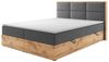 M-Punkt24 Boxspringbett Stockholm (Webstoff Grau, 180 x 200 cm), Eiche Holz, mit Bettkasten, mit Topper Bild 4