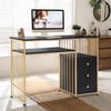 M MCombo Schreibtisch mit Schubladen, Schminktisch ohne Spiegel Schwarz-Gold, Nageltisch aus Holz Metallgestell, Computertisch Wohnzimmer Modern, 45,5 x 109 x 81cm, 2407GBK Bild 2