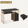 M MCombo Schreibtisch mit Schubladen, Schminktisch ohne Spiegel Schwarz-Gold, Nageltisch aus Holz Metallgestell, Computertisch Wohnzimmer Modern, 45,5 x 109 x 81cm, 2407GBK Bild 3