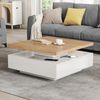Couchtisch 70x70x36 cm mit 360° drehbarer Tischplatte – moderner Beistelltisch in Weiß und Walnuss Bild 2
