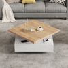 Couchtisch 70x70x36 cm mit 360° drehbarer Tischplatte – moderner Beistelltisch in Weiß und Walnuss Bild 4