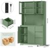 Homfa Küchenbuffet Küchenschrank Buffetschrank mit LED Sideboard grün mit Steckdosenleiste & Arbeitsplatte 180x100x38,5cm Bild 3