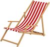Liegestuhl rot-weiß Strandliege Sonnenliege Relaxliege Deckchair Buche hell Fußteil 10-314 N F Bild 5