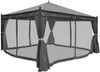 Pergola Cadiz, Garten Pavillon, stabiles 7cm-Gestell mit Seitenwand + Moskitonetz ~ grau 4x4m Bild 3