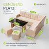 Juskys Polyrattan Lounge Manacor creme – Gartenlounge mit Sofa, Tisch, 2 Hocker & Kissen – Gartenmöbel Set bis 8 Personen – Sitzbezüge in Sand Bild 4