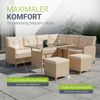 Juskys Polyrattan Lounge Manacor creme – Gartenlounge mit Sofa, Tisch, 2 Hocker & Kissen – Gartenmöbel Set bis 8 Personen – Sitzbezüge in Sand Bild 5
