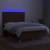 vidaXL Boxspringbett mit Matratze & LED Dunkelbraun 140x190 cm Stoff, Härtegrad: H2 [3135432] Bild 4