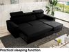 Meblini 'Voss' Schlafcouch mit Bettkasten, Samtstoff, 242 x 168 x 79 cm, Schwarz, Rechts Bild 5