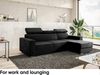 Meblini 'Voss' Schlafcouch mit Bettkasten, Samtstoff, 242 x 168 x 79 cm, Schwarz, Rechts Bild 3