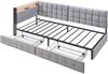 Schlafsofa Polsterbett mit 2 Schubladen, LED & USB-Anschluss, 90x200 cm, Grau, ohne Matratze Bild 5